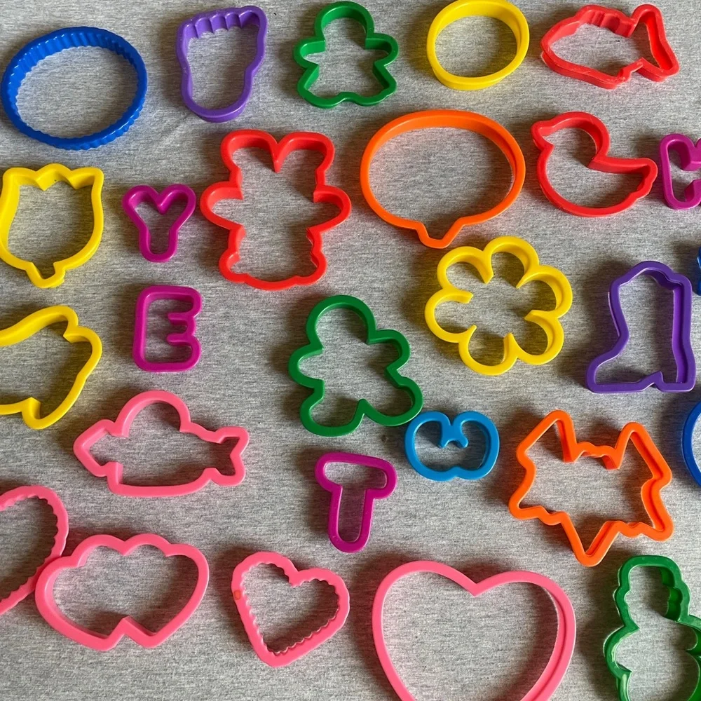 Colorful Kids Shape Cookie Cutters - Multicolor Play Dough Molds